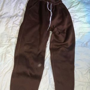 brown sweatpants